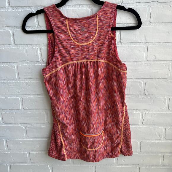 Athleta Pink Orange Purple Multicolor Running Yoga Tank with back zip-sz S - Picture 2 of 5